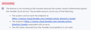 Tenable.ad 无法向 Tenable 云服务进行身份验证。
